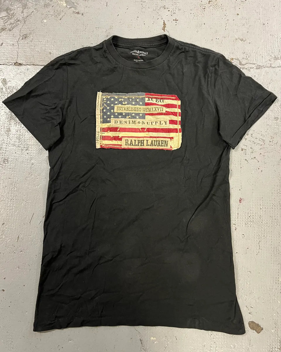 2010s Ralph Lauren Black Distressed American Flag T-Shirt NXbqPLt 3