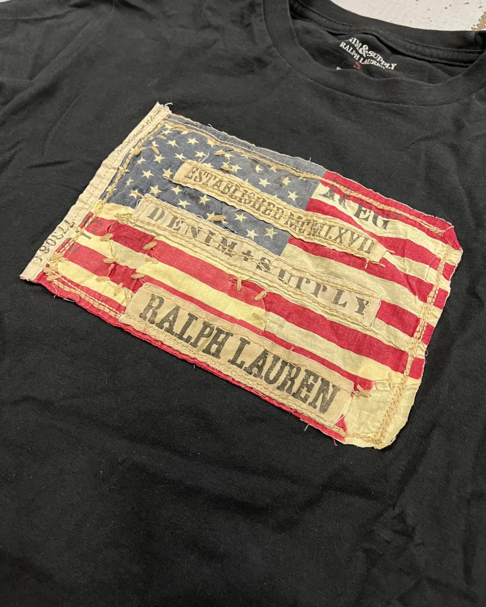 2010s Ralph Lauren Black Distressed American Flag T-Shirt NXbqPLt 5