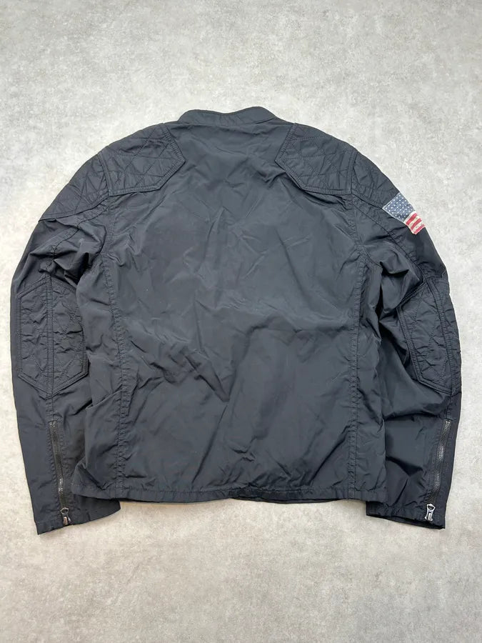2010s Ralph Lauren Black USA Flag Biker Jacket pAgkBLY 5