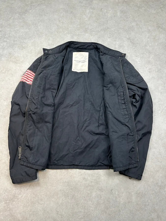 2010s Ralph Lauren Black USA Flag Biker Jacket pAgkBLY 6