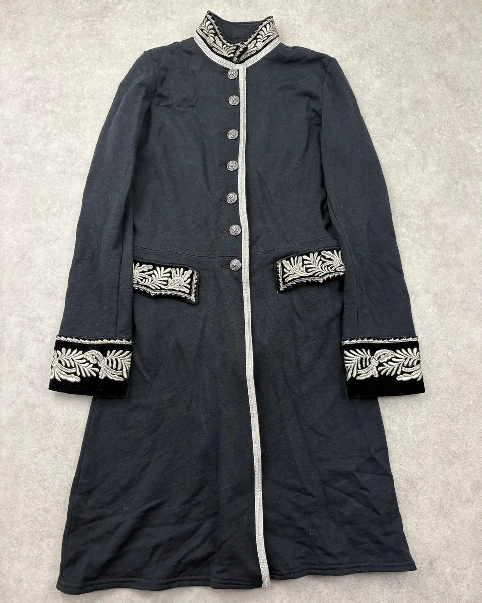 2010s Ralph Lauren Black Napoleon Officer Embroidered Long Jacket vRYYVNu 0