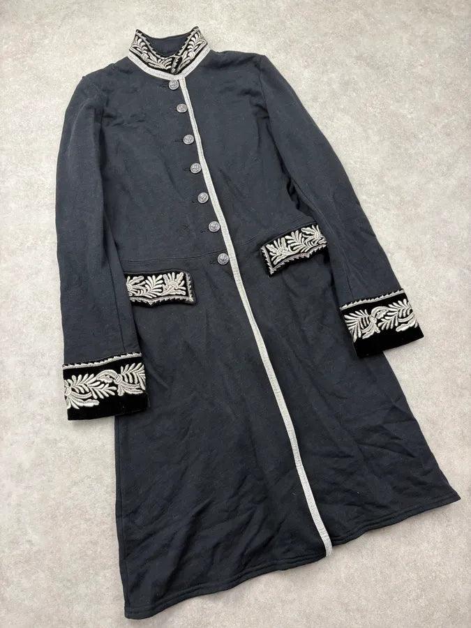 2010s Ralph Lauren Black Napoleon Officer Embroidered Long Jacket vRYYVNu 3