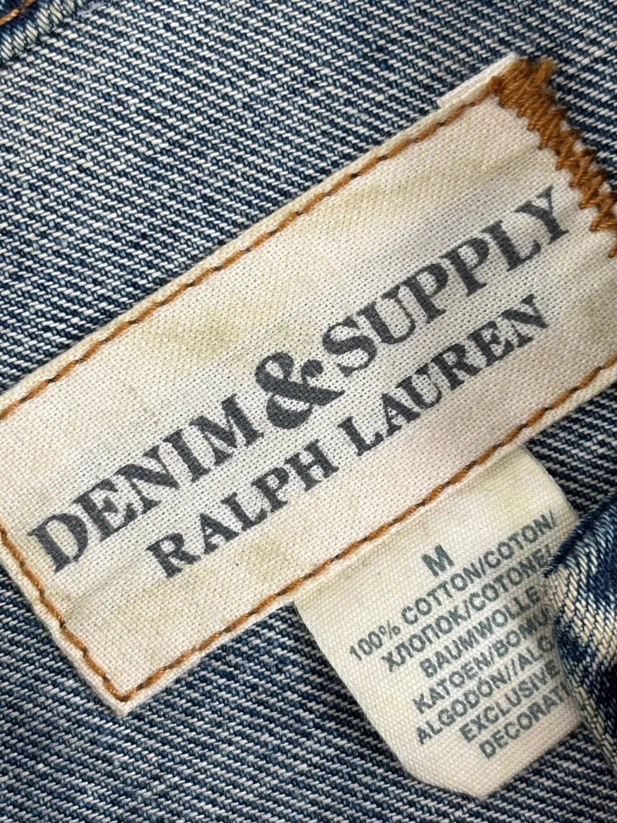 2010s Ralph Lauren Blue Camo Distressed Denim Jacket kIHEVDb 8
