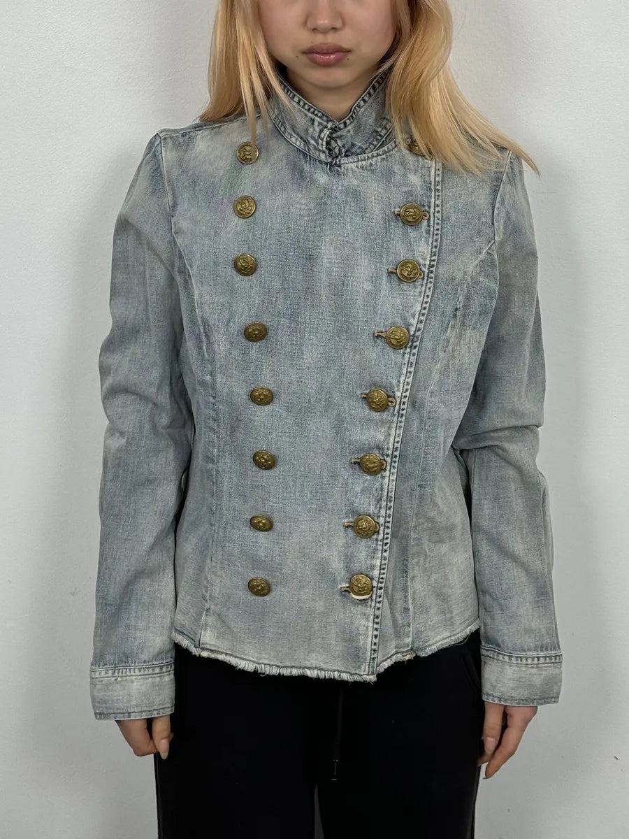 2010s Ralph Lauren Blue Denim Officer Napoleon Jacket JFBmklN 0