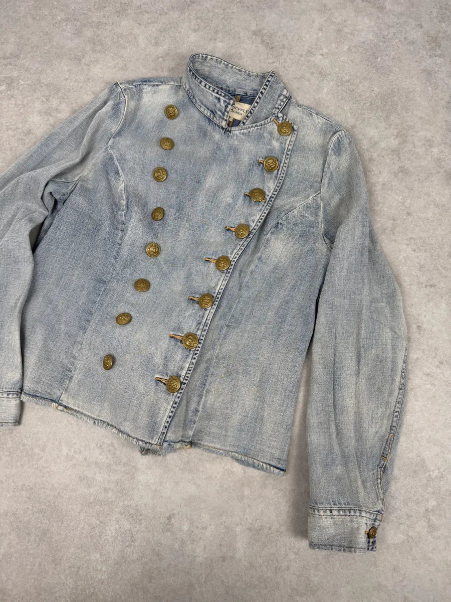 2010s Ralph Lauren Blue Denim Officer Napoleon Jacket JFBmklN 3