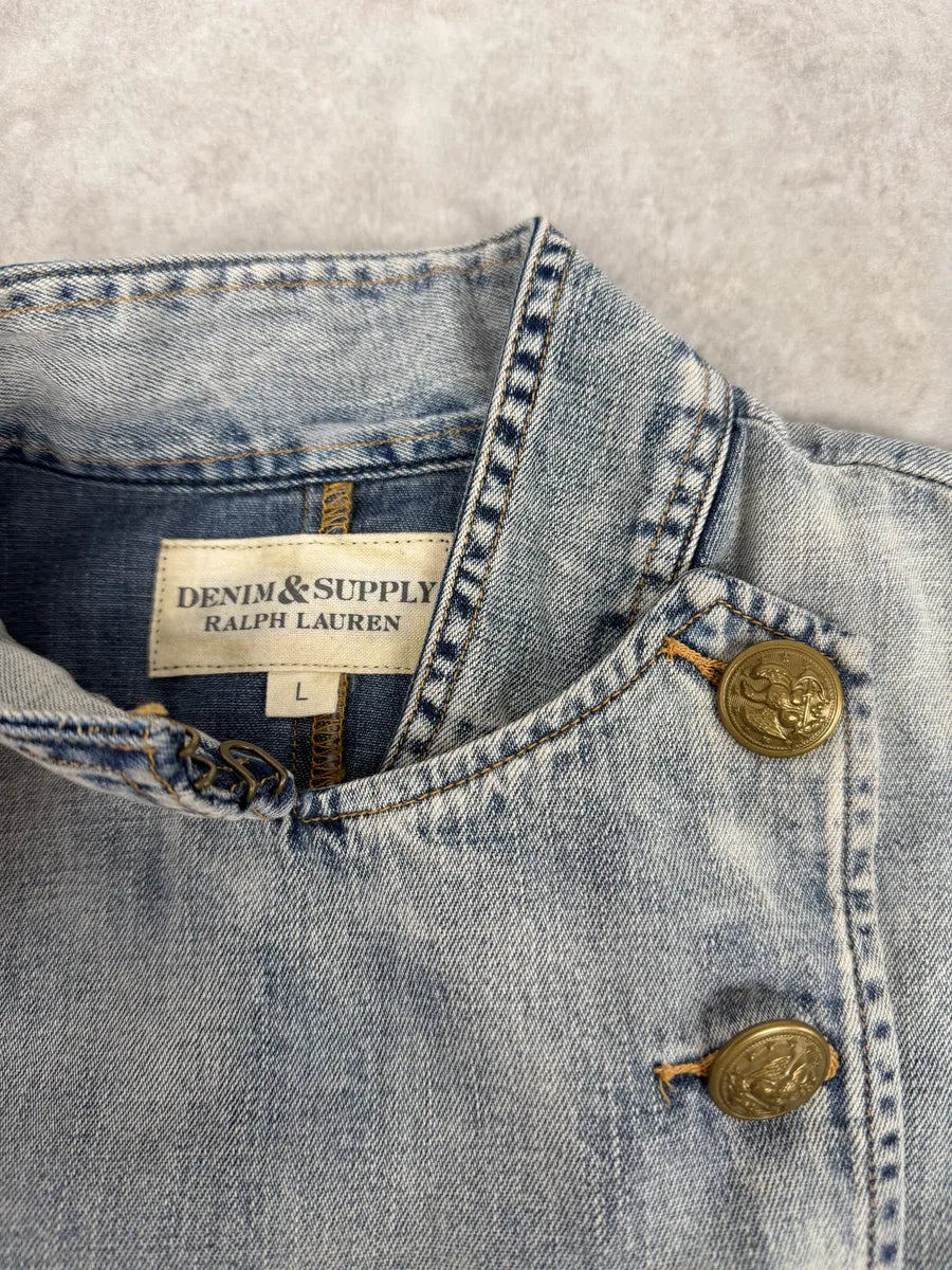 2010s Ralph Lauren Blue Denim Officer Napoleon Jacket JFBmklN 7