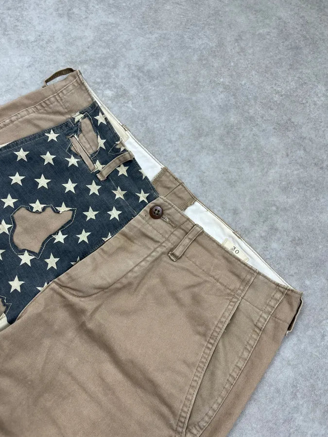 2010s Ralph Lauren Denim & Supply American Flag Distressed Beige Shorts yrTTeev 4