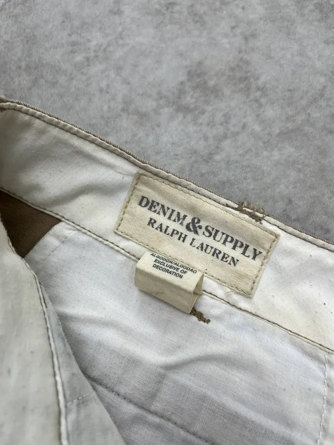 2010s Ralph Lauren Denim & Supply American Flag Distressed Beige Shorts yrTTeev 8