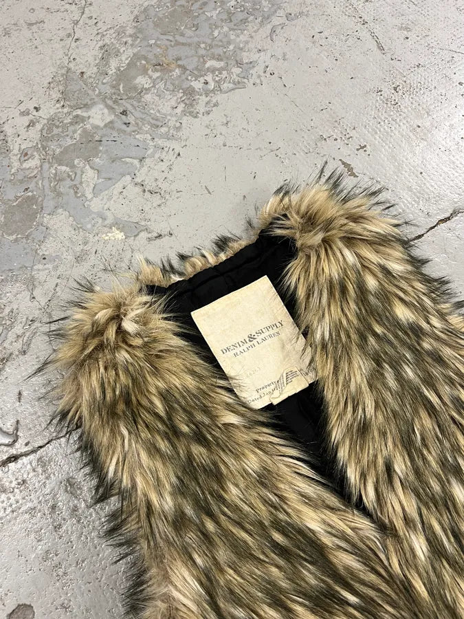 2010s Ralph Lauren Denim & Supply Beige Faux Fur Vest SgeBOQd 3