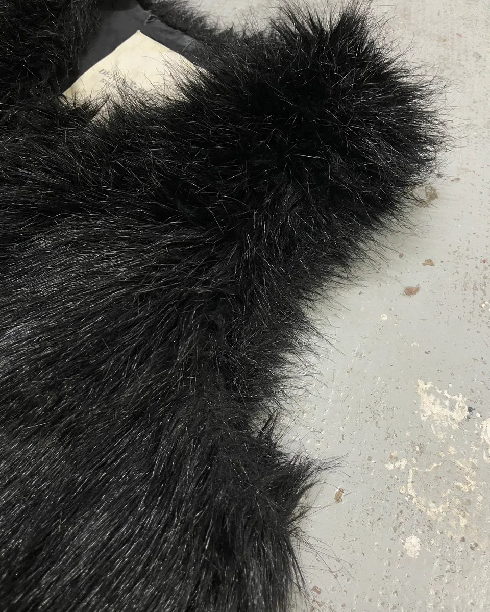 2010s Ralph Lauren Denim & Supply Black Faux Fur Fluffy Vest IMVmLJB 5