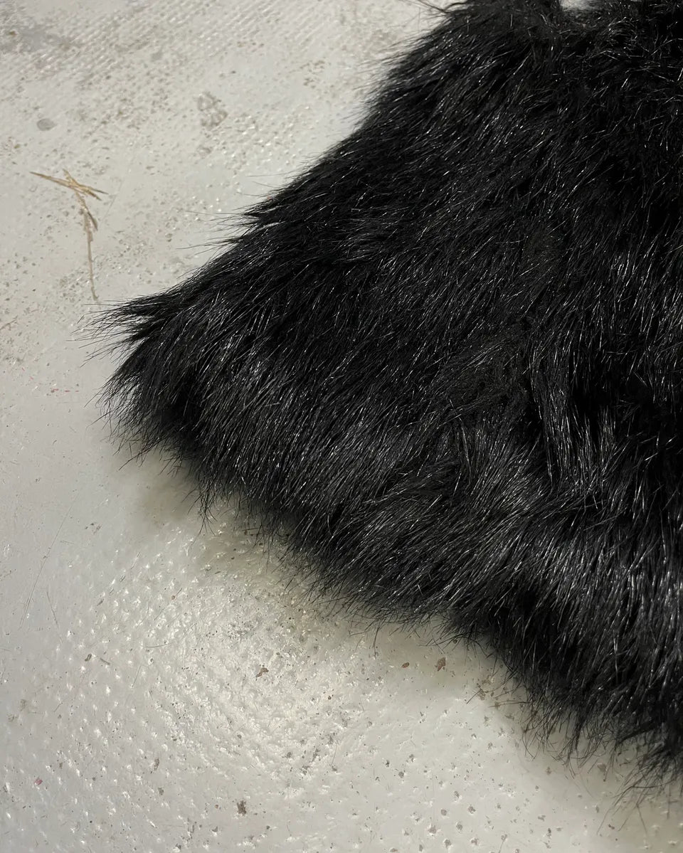 2010s Ralph Lauren Denim & Supply Black Faux Fur Fluffy Vest IMVmLJB 6