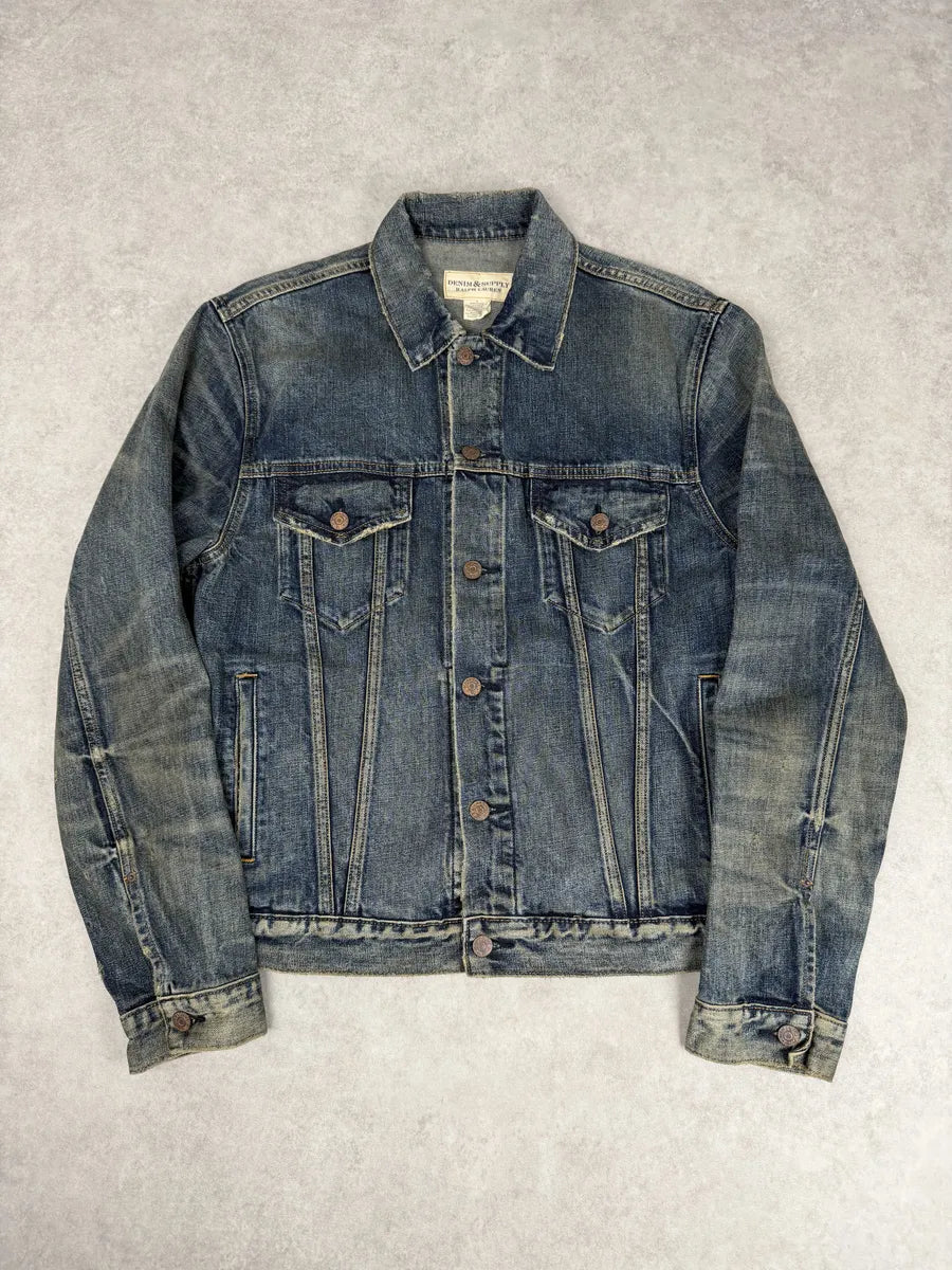 2010s Ralph Lauren Denim & Supply Blue Eagle Faded Denim Jacket  byBwJWQ 0