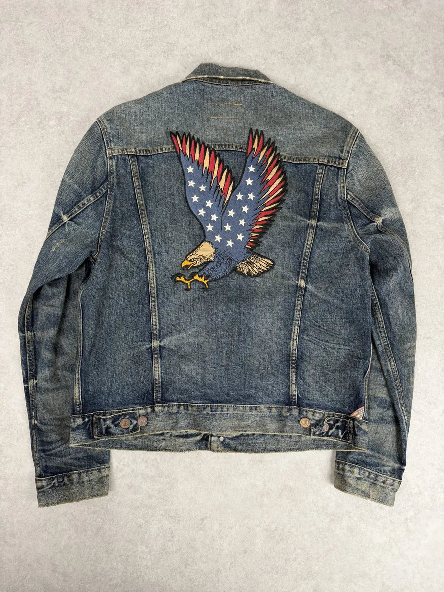 2010s Ralph Lauren Denim & Supply Blue Eagle Faded Denim Jacket  byBwJWQ 1