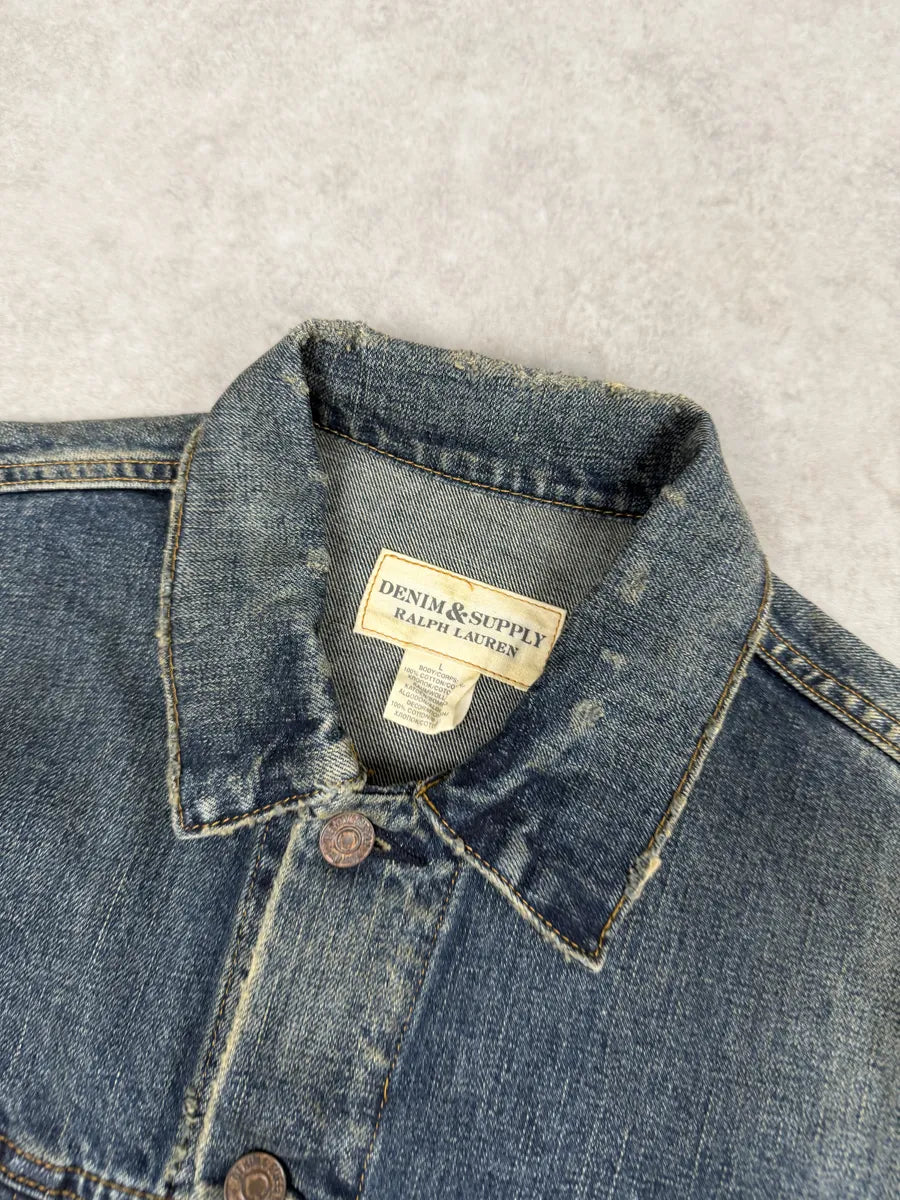 2010s Ralph Lauren Denim & Supply Blue Eagle Faded Denim Jacket  byBwJWQ 10