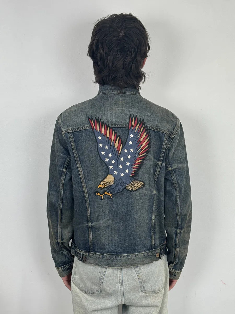 2010s Ralph Lauren Denim & Supply Blue Eagle Faded Denim Jacket  byBwJWQ 4