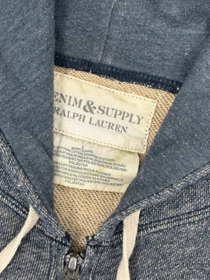 2010s Ralph Lauren Blue Distressed USA Flag Zip-up Hoodie KJiKuAX 8