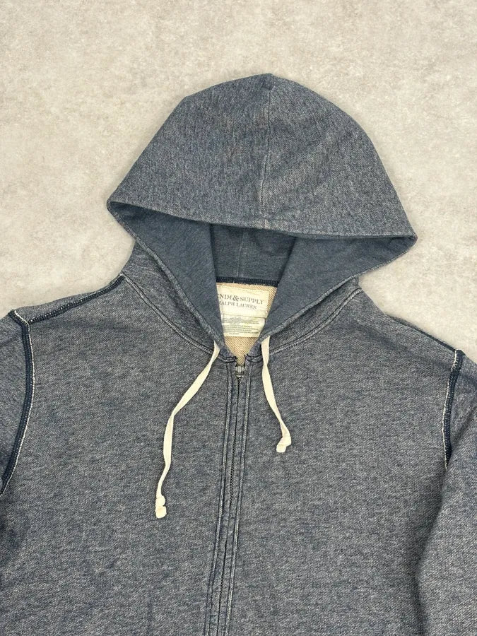 2010s Ralph Lauren Blue Distressed USA Flag Zip-up Hoodie KJiKuAX 3
