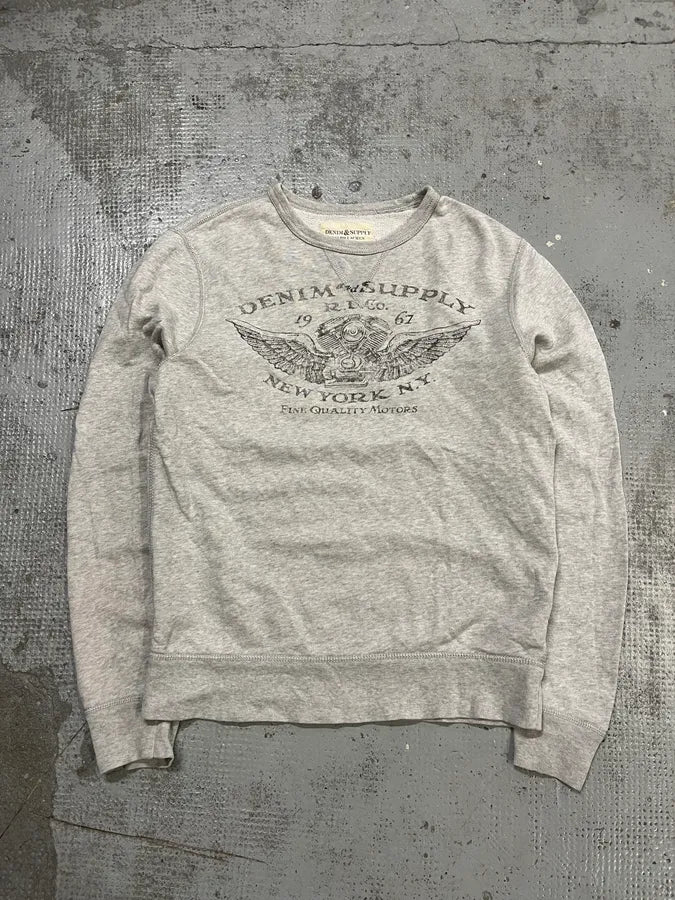 2010s Ralph Lauren Denim & Supply Motors Grey Sweater Veqmhqa 0