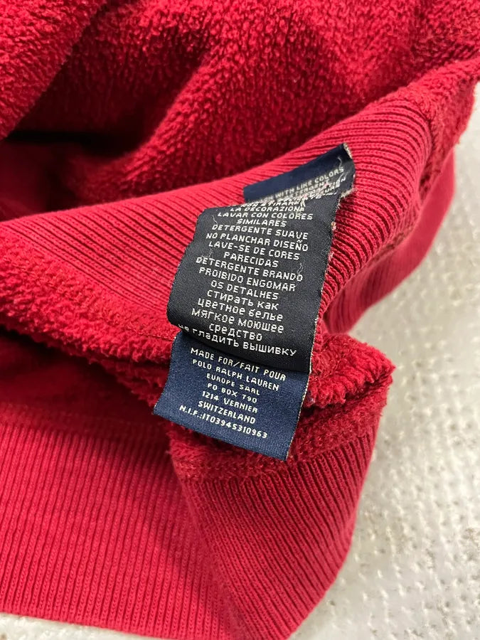 2010s Ralph Lauren Denim & Supply USA Distressed Flag Red Hoodie wJMmlJj 9