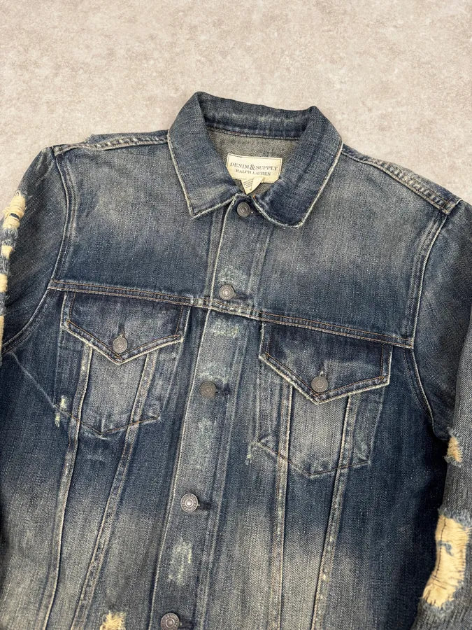 2010s Ralph Lauren Denim Supply Blue Distressed Denim Jacket nHeKTAb 4