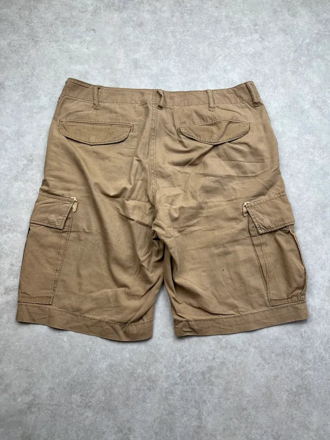 2010s Ralph Lauren Distressed USA Flag Beige Shorts pTdsyqB 6
