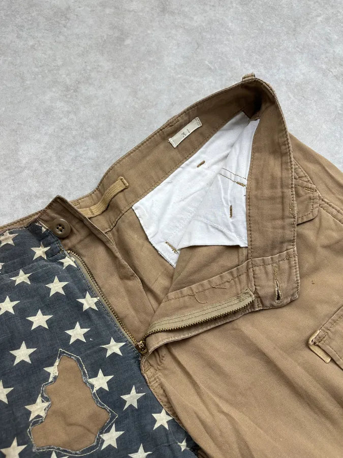2010s Ralph Lauren Distressed USA Flag Beige Shorts pTdsyqB 9