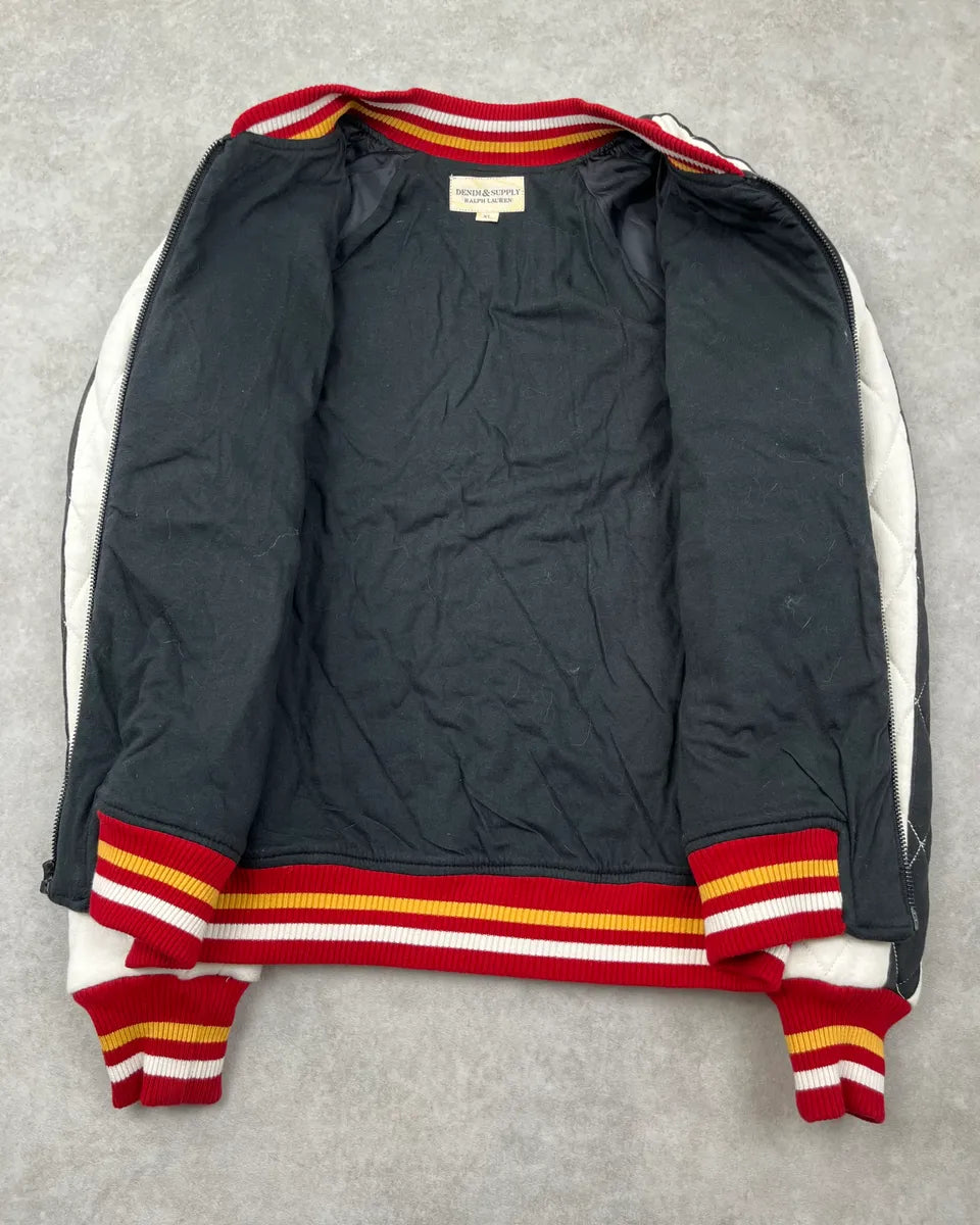 2010s Ralph Lauren Embroidered Dragon Black & White Bomber Jacket wSEHQib 8