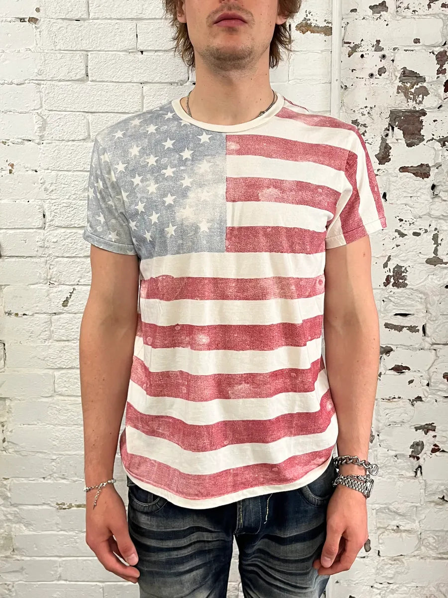 2010s Ralph Lauren Faded White USA Flag T-Shirt  dwUrsUw 1