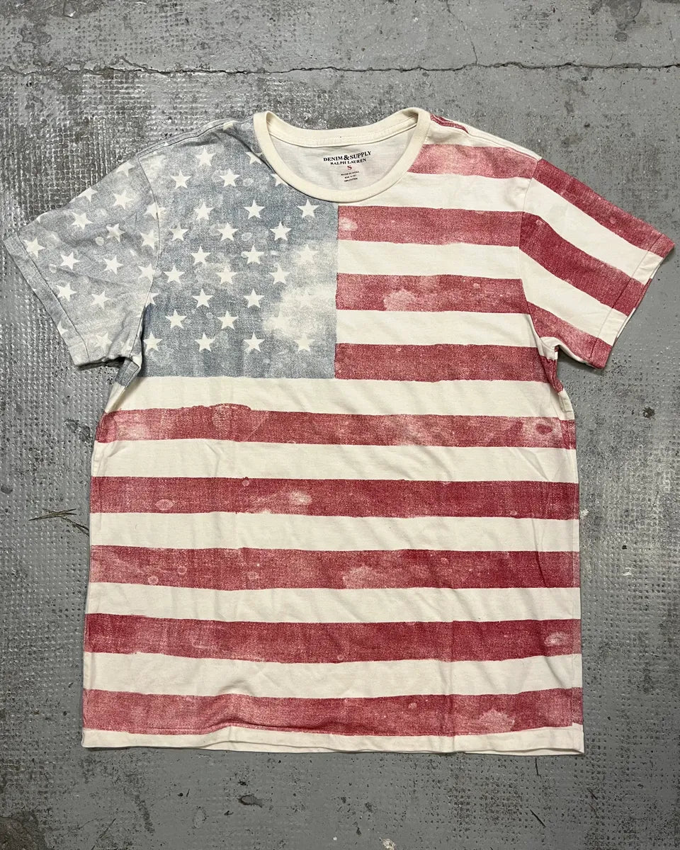 2010s Ralph Lauren Faded White USA Flag T-Shirt  dwUrsUw 3