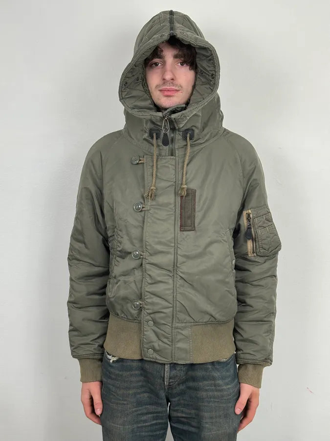 2010s Ralph Lauren Green Aviator Detachable Hood Bomber Jacket PnpQaMi 4