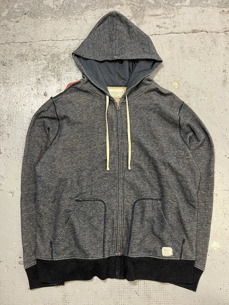 2010s Ralph Lauren Grey American Flag Print Cotton Zip-up Hoodie  qeuqiUX 1