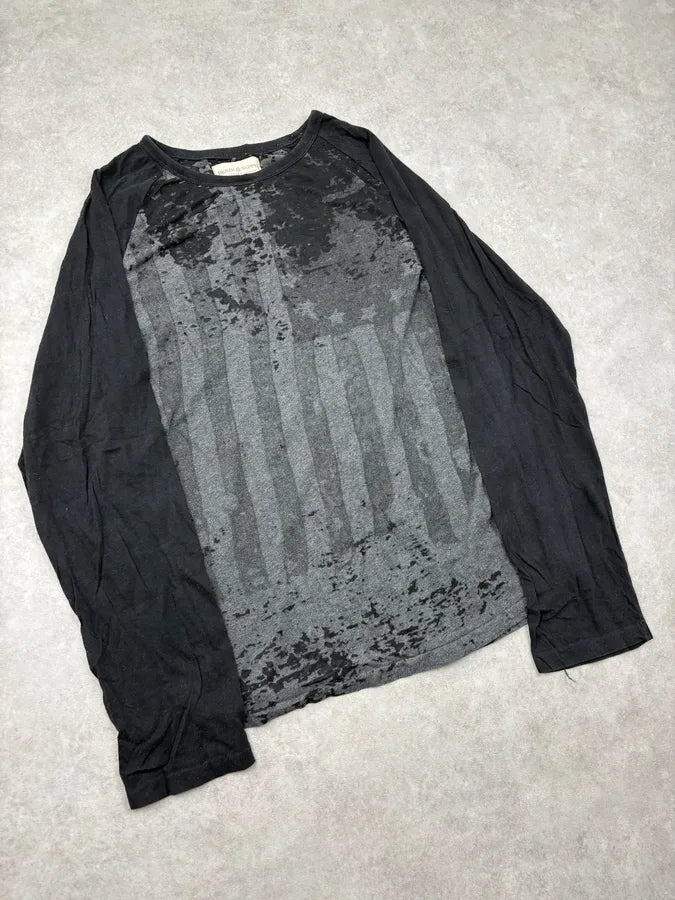 2010s Ralph Lauren Grey USA Flag Distressed Longsleeve T-Shirt bVnIGQB 3