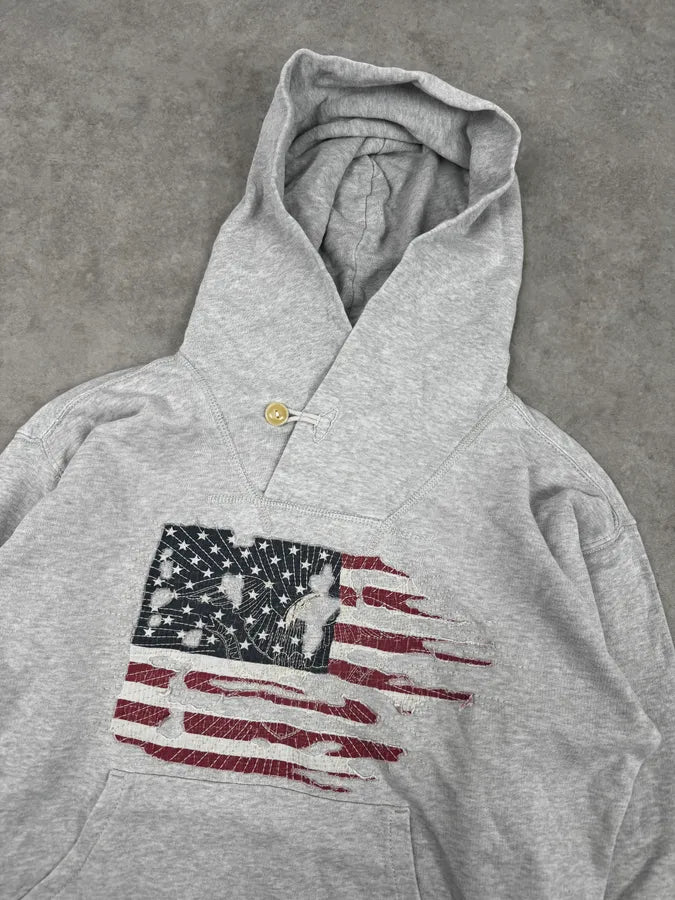 2010s Ralph Lauren Grey Distressed USA Flag Hoodie EuRxUYM 4