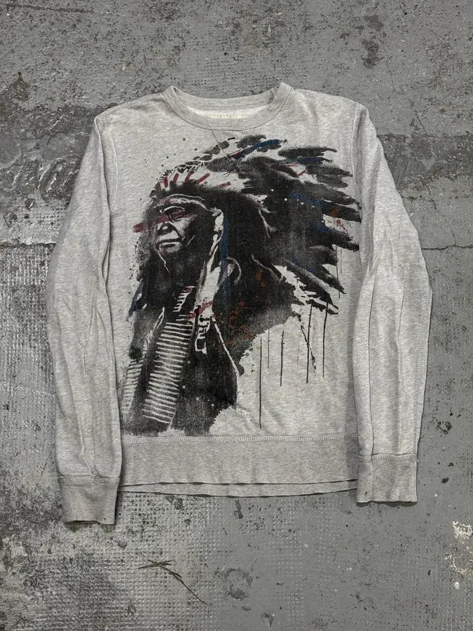 2010s Ralph Lauren Grey Iroquois Portrait Sweater DzSeSkB 0