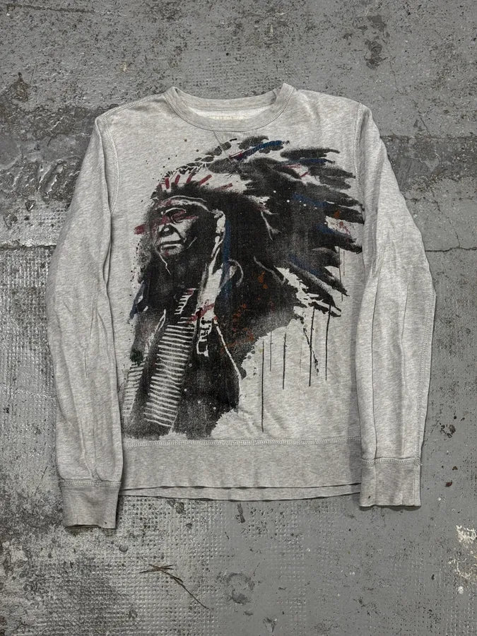 2010s Ralph Lauren Grey Iroquois Portrait Sweater DzSeSkB 0