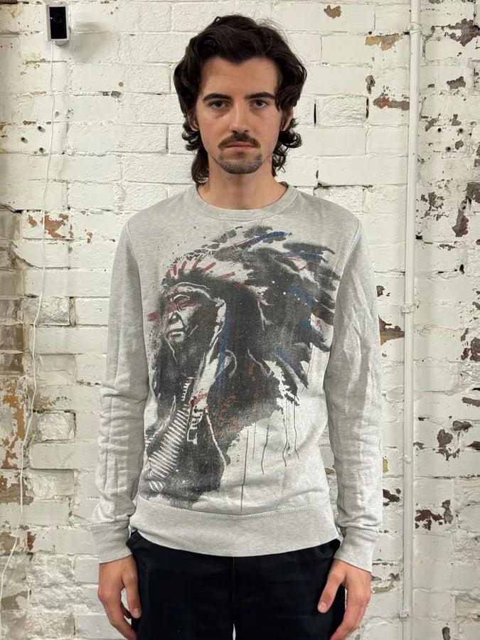 2010s Ralph Lauren Grey Iroquois Portrait Sweater DzSeSkB 1