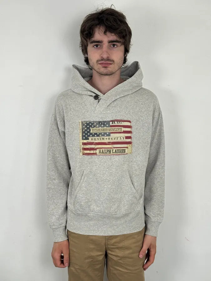 2010s Ralph Lauren Grey USA Flag Hoodie Sweater MzINnlO 1