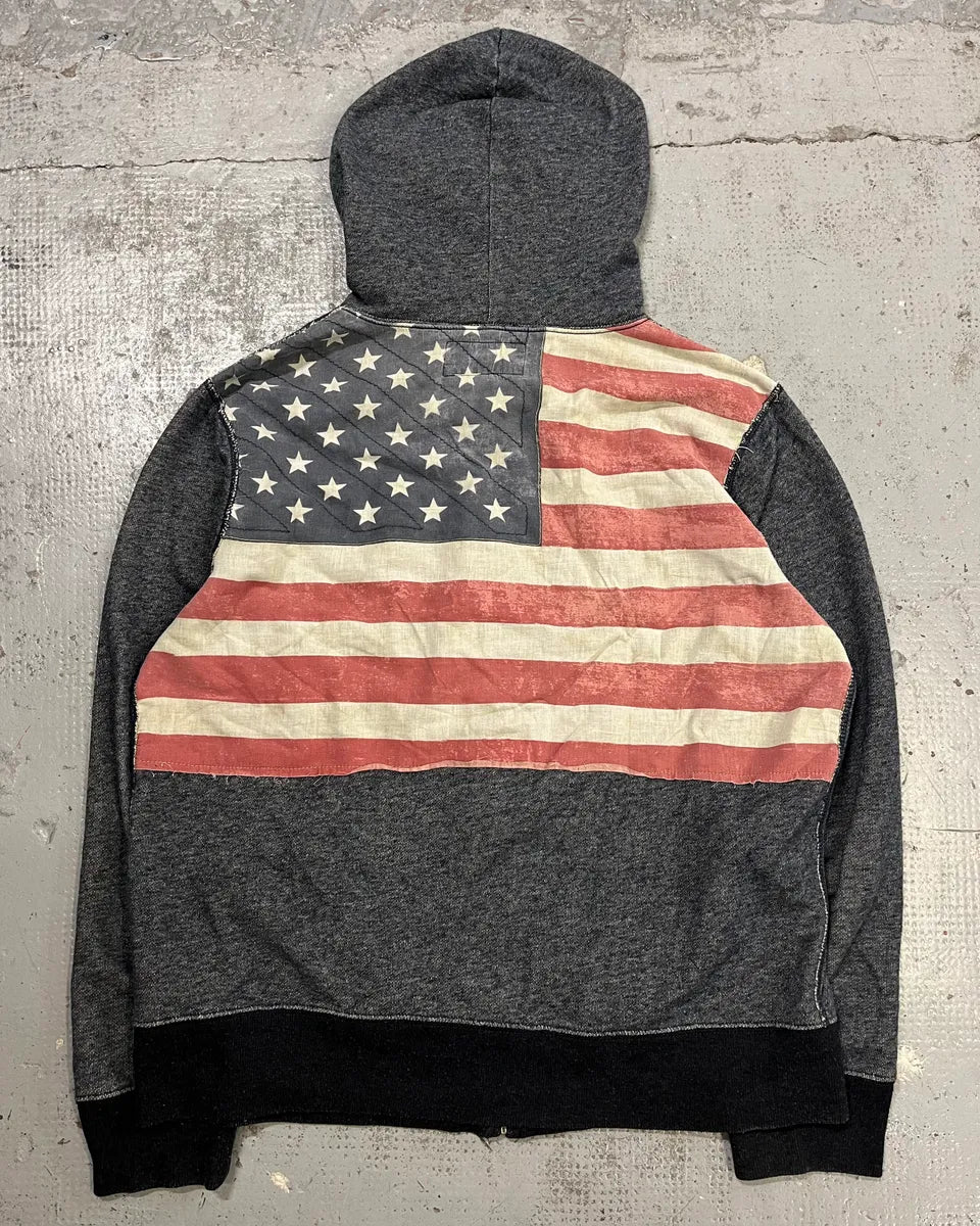 2010s Ralph Lauren Grey USA Flag Zip-up Hoodie xCpCXVU 0