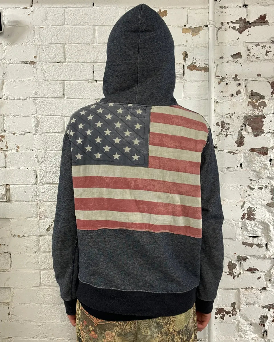 2010s Ralph Lauren Grey USA Flag Zip-up Hoodie xCpCXVU 3