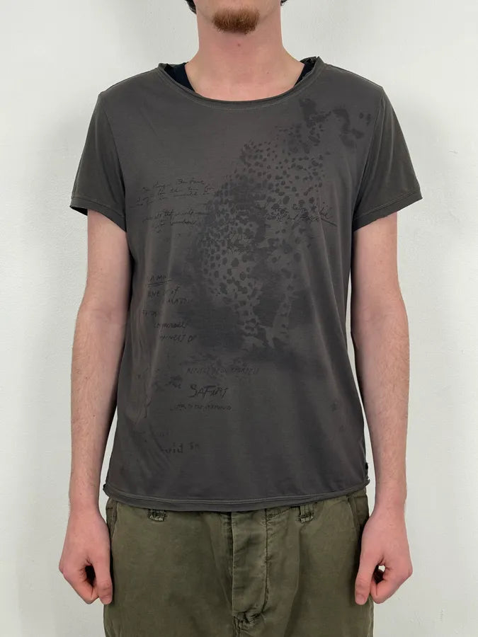 2010s Ralph Lauren Leopard Charcoal Grey Cotton T-Shirt  AUfBTTG 1