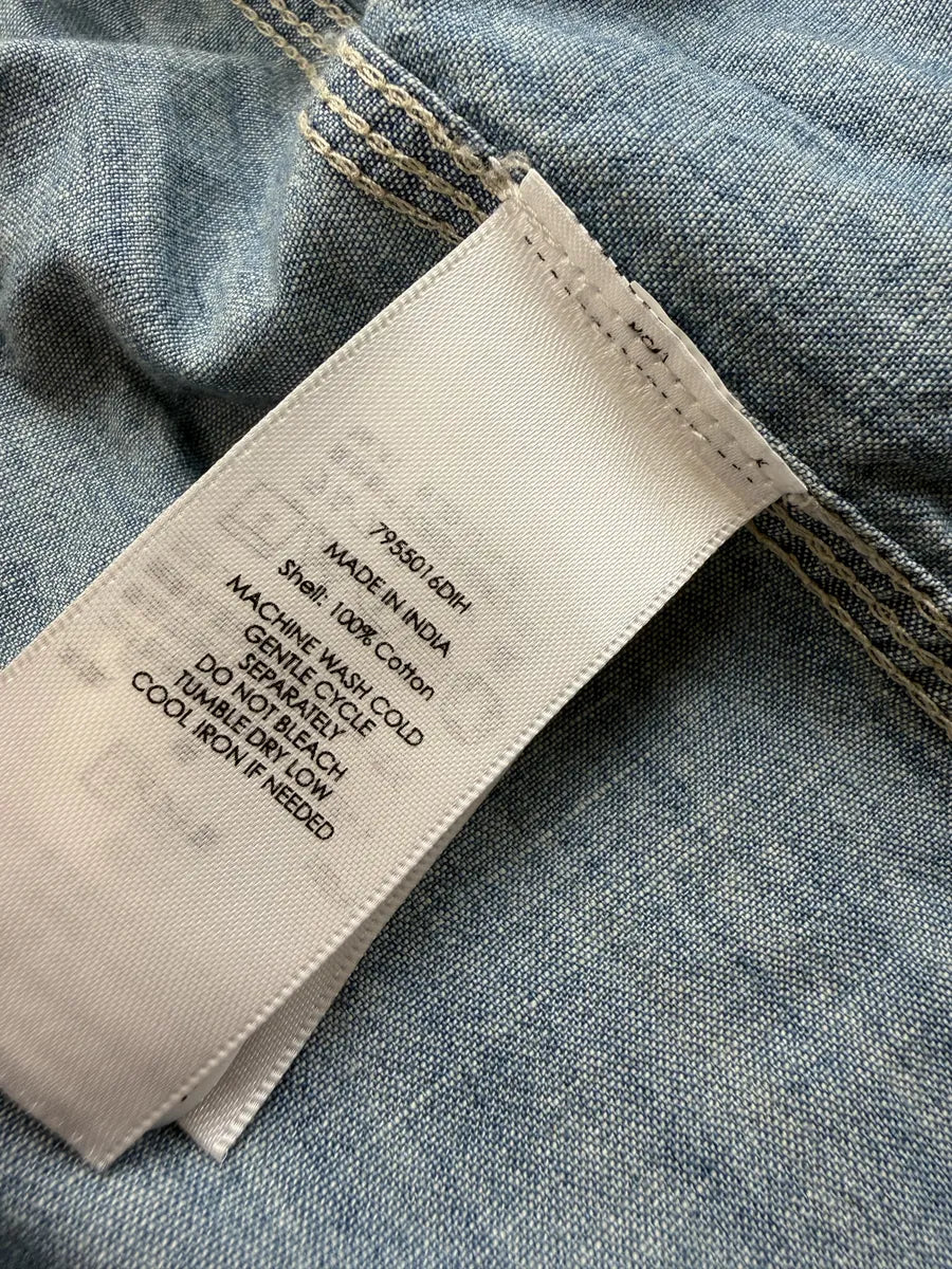 2010s Ralph Lauren Light Blue Denim USA Flag Shirt zLemMdc 9