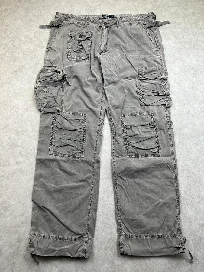 2010s Ralph Lauren Multi-Pockets Grey Military Cargo Pants plrxnWp 3