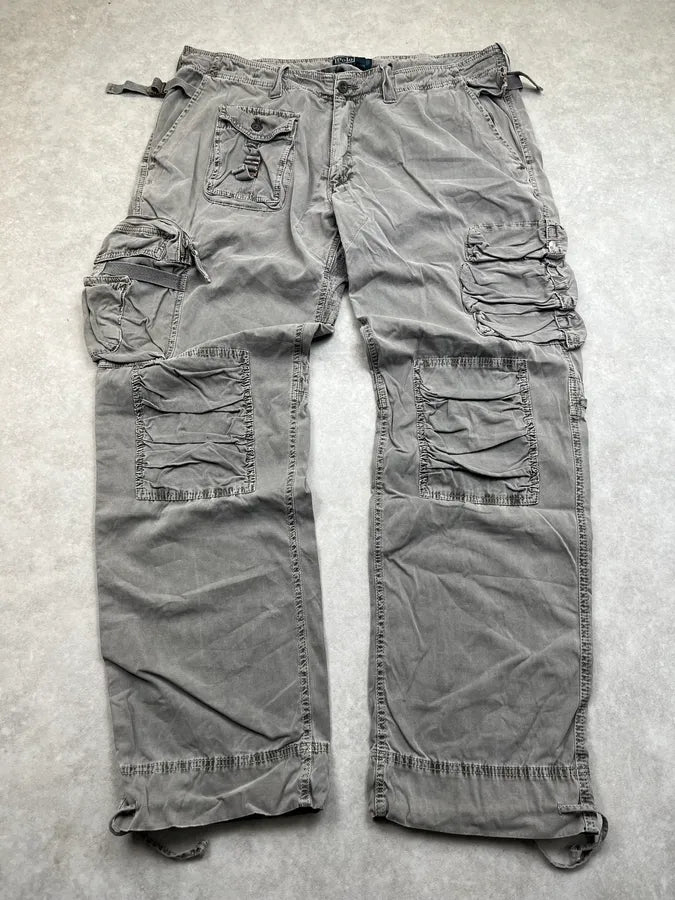2010s Ralph Lauren Multi-Pockets Grey Military Cargo Pants plrxnWp 4