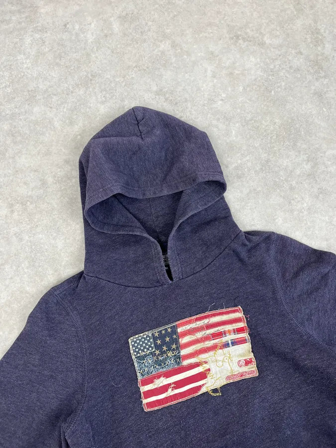 2010s Ralph Lauren Navy USA Flag Hoodie QOpqUzj 4
