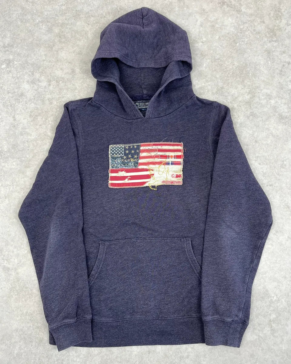 2010s Ralph Lauren Navy USA Flag Hoodie QOpqUzj 0