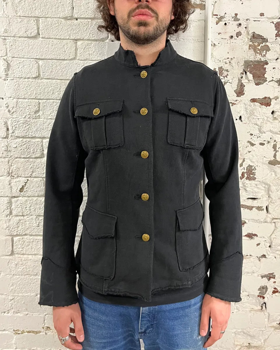 2010s Ralph Lauren Officer Gold Buttoned Multi Pockets Black Jacket  OCnHQIA 1