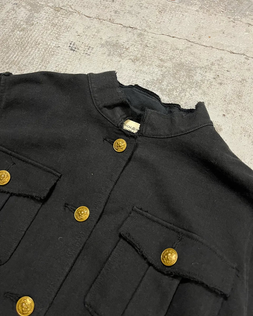 2010s Ralph Lauren Officer Gold Buttoned Multi Pockets Black Jacket  OCnHQIA 4