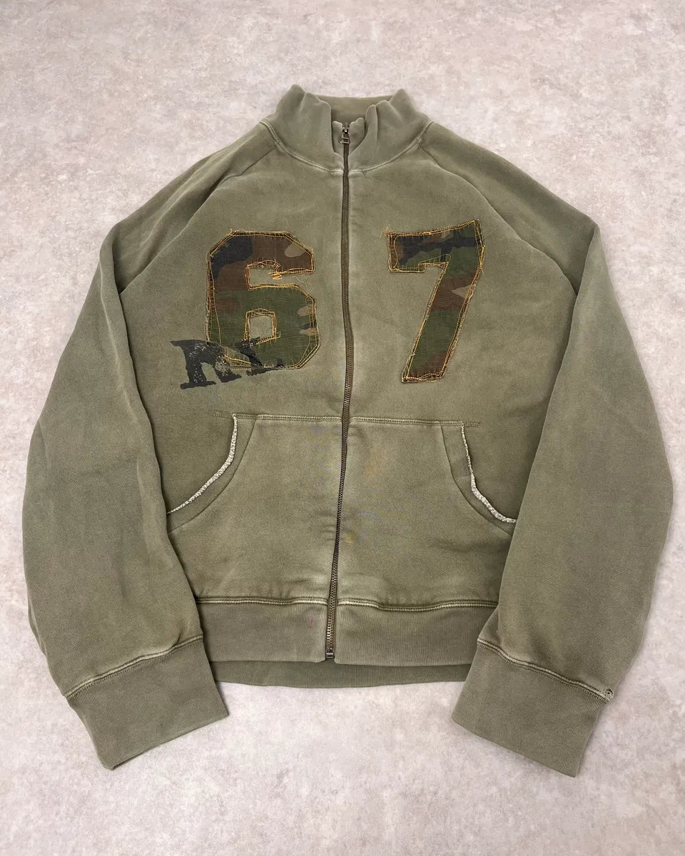 2010s Ralph Lauren Olive Camo Number Patch Zip-up Sweater  LcpTyUf 0