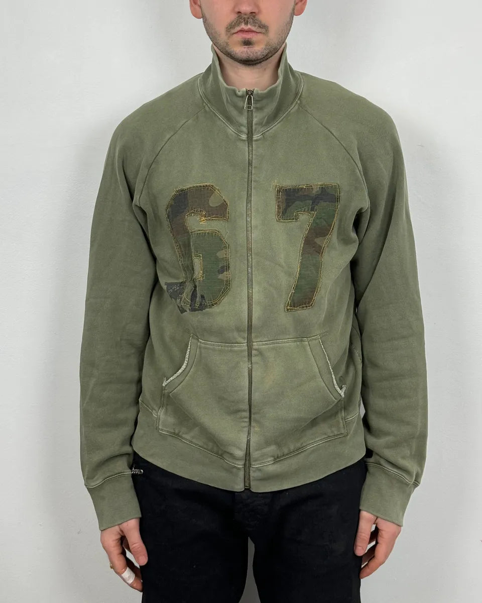 2010s Ralph Lauren Olive Camo Number Patch Zip-up Sweater  LcpTyUf 1