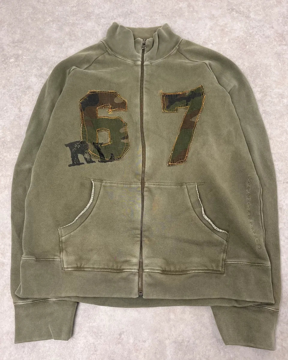 2010s Ralph Lauren Olive Camo Number Patch Zip-up Sweater  LcpTyUf 3